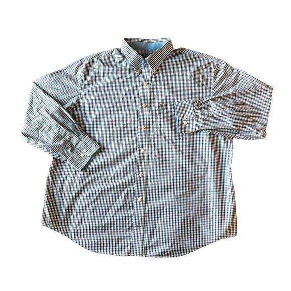 IZOD Blue/Burgundy Checkered Button-Down Mens Size 2XL - Picture 1 of 7